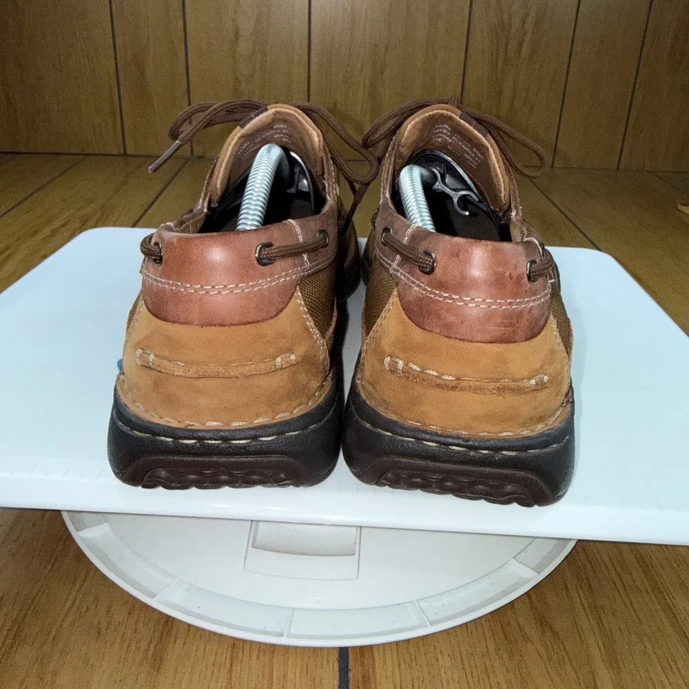 Clarks Mens 78383 Boat Shoes Tan Brown Nubuck Leather Mesh Loafers 10.5 M